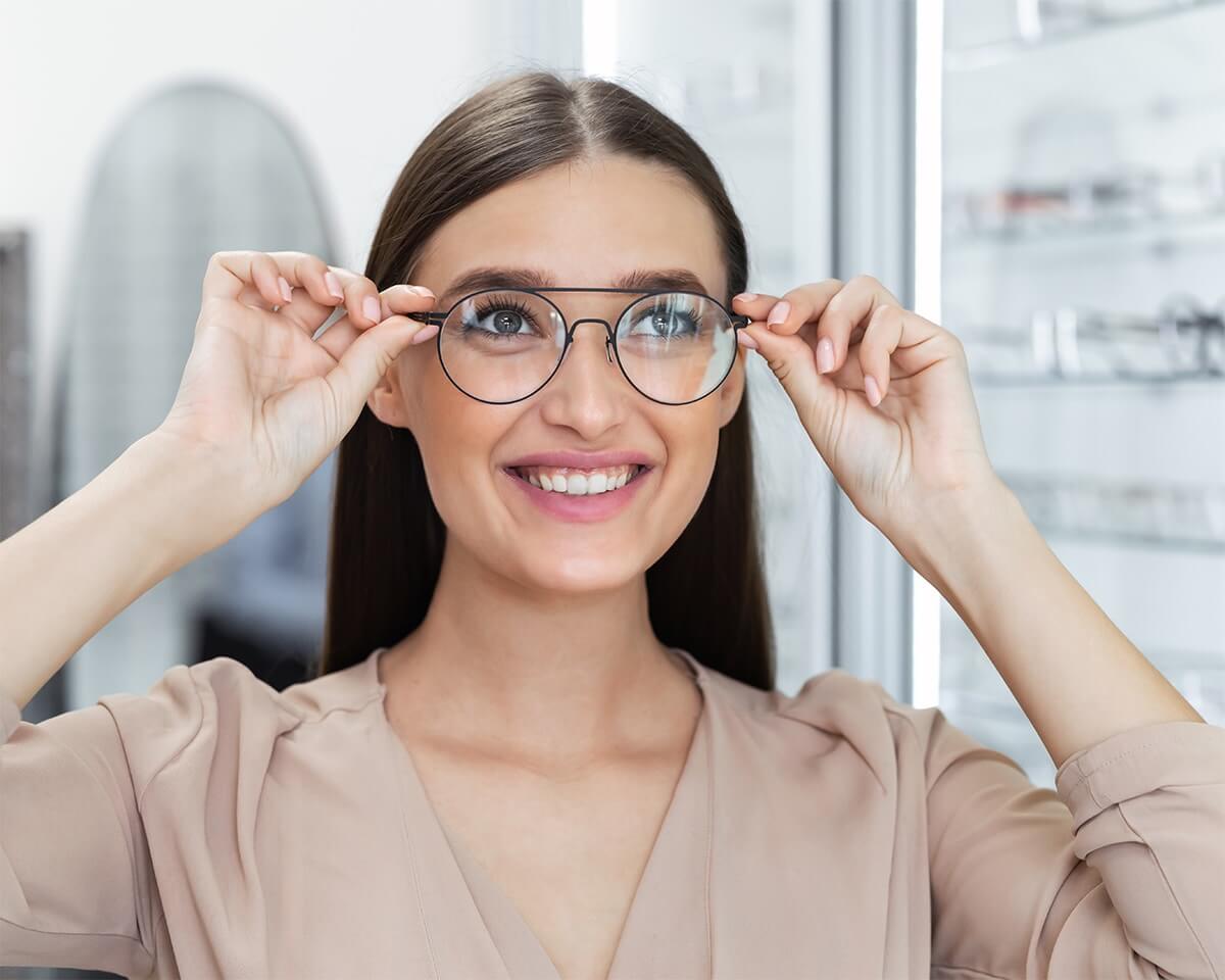 Woman Trying on Glasses