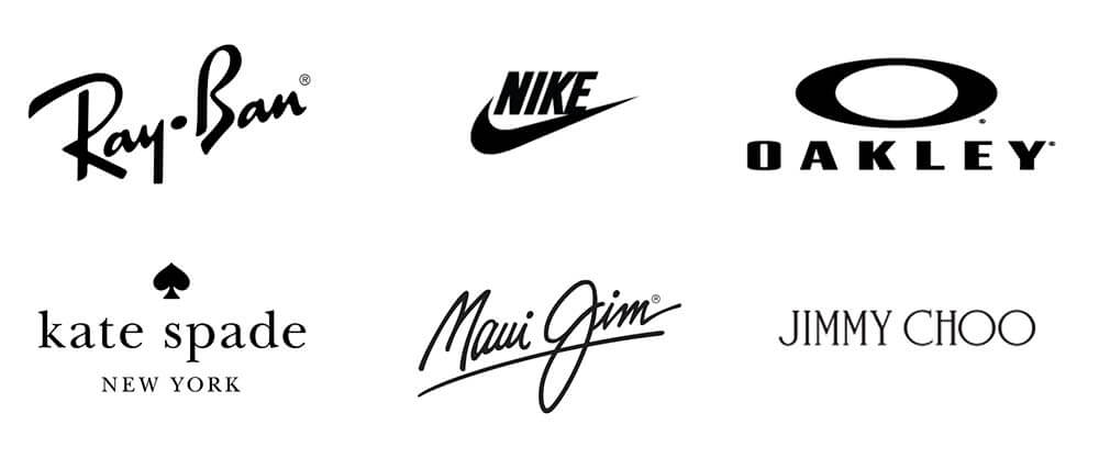 Collage of the Brands we carry: Ray Ban
Nike
Oakley
Kate Spade
Maui Jim
Jimmy Choo